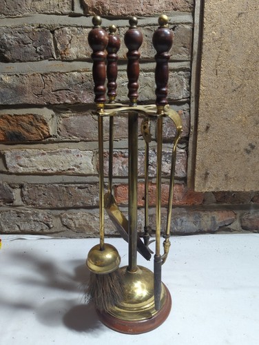 Brass wooden tall 4 piece - brass,