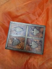 Card Box Wood Brass Inlay With Cards