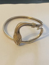 Vintage Egyptian White Metal Silver Serpent Snake Flexible Bracelet Bangle 18.5g