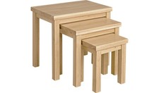 Home Gloucester Nest of 3 Solid Oak Wood Tables - Natural