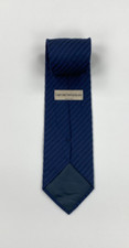 Men's Navy Blue Striped Emporio Armani Tie Silk Viscose Italy Textured Lined A