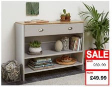 Console/Dresser Grey and Oak Effect 1 Drawer  Half Moon Handles H97.2 W98 D34cm