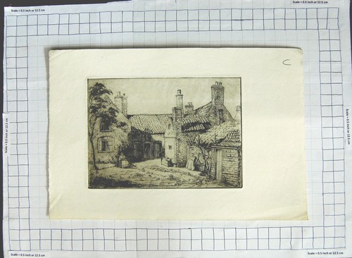 Original old antique print - old,