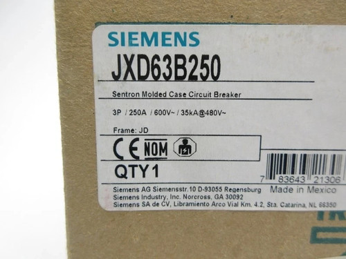 New siemens jxd63b250 600v - new,