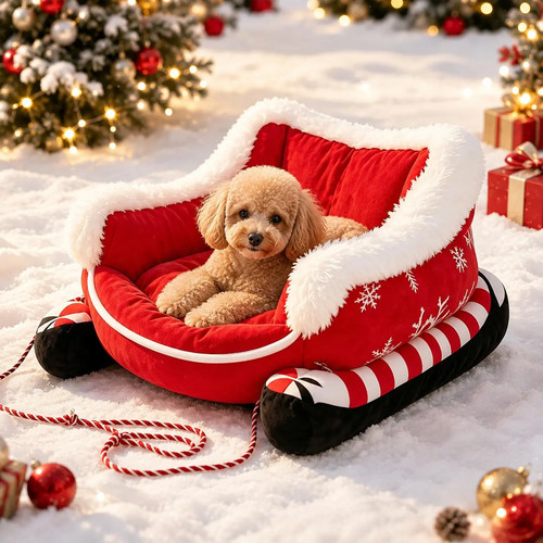 Christmas sleigh pet - christmas, bed