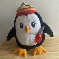 Tesco Penguin Stuffed Plush Toy Christmas Cuddly 2008 Woolly Hat Large Size