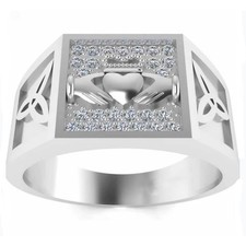 0.50Ct Round Cut D/VVS1 Diamond Men's Claddagh Ring In 14K White Gold Finish