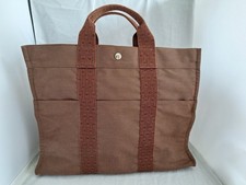 HERMES Handbag Herline Tote Bag MM Brown Canvas/350306
