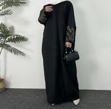 Floral Sleeve embroidered Open Abaya Arabic clothings women’s Islamic  jabbah 