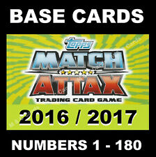 Match Attax 2016/17 16/17 Premier League BASE CARDS 2016 / 2017 1-180 TOPPS