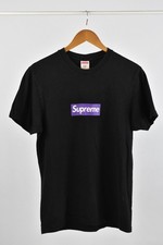 Supreme Men's T-shirt Size Medium Black With Purple Logo Short Sleeve Cotton
