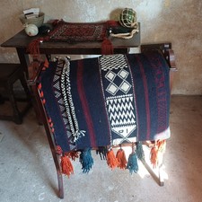 Vintage Bedouin hand woven large camel saddle bag, cushion, rug, kilim, throw