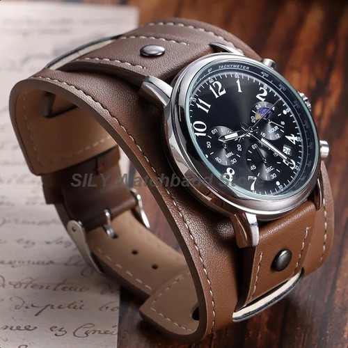 Men military leather watch - military,
