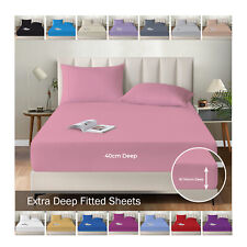 Extra Deep Fitted Sheet 16''/40cm 200TC Egyptian Cotton Single 4FT Double King S
