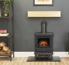 BLACK ELECTRIC STOVE FIRE OAK