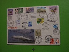 A# 1988 FDC CONCORDE AIR FRANCE TOUR DU MONDE  SIGNED E CHEMEL MULTI CANCELS