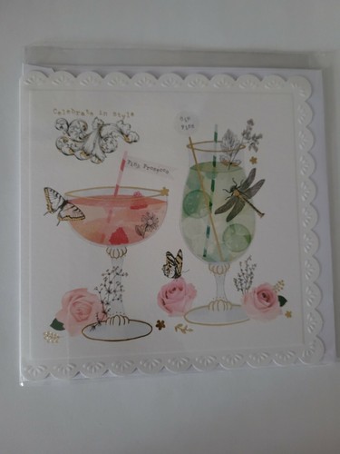 Prosecco gin greetings card - prosecco, &