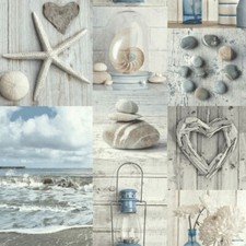 Arthouse Maritime Collage Wallpaper - Blue/Grey (699000)