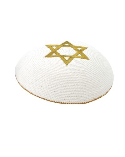 White knitted kipah kippah - knitted,