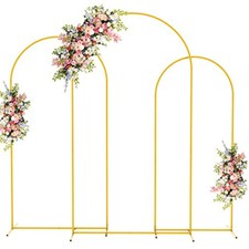 Wedding Arch Frame Gold Set of 3 Balloon Flowers Arch Backdrop Stand for Party