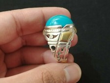 NATURAL PERSIAN TURQUOISE ANTIQUE FEROZA MENS RING 12.8 GRAMS
