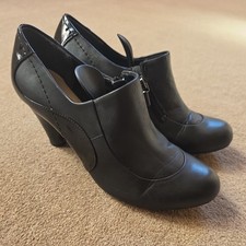 CLARKS Cone Heel Black Leather