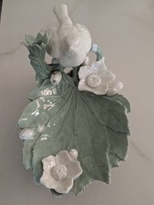 1870 Minton Majolica Celadine & Bird Design Dish in Pristine Condition