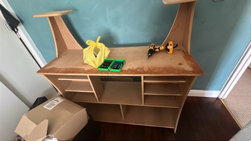Wooden desk workstation - wooden, dj
