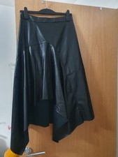 Zara Asymmetric Black Faux Leather Skirt Size M New with Tags
