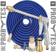 Up to 30M /100ft Expandable Hose Pipe 6 Mode Jet Spray Gun Garden Patio Car Wash