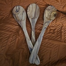 3X Handmade Olive Wood  Spoons