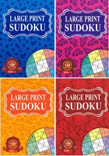 4 x LARGE PRINT SUDOKU BOOKS 150 PUZZLES PER A5 BOOK TRAVEL NUMBERS GAME ADULT