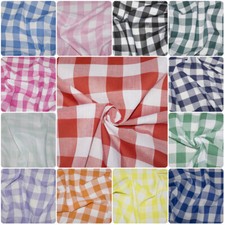 Gingham Polycotton Fabric 1" Checked Material Shirt Uniform Craft 112cm 44" Wide