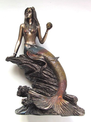 Mermaid figurine bronze - figurine,