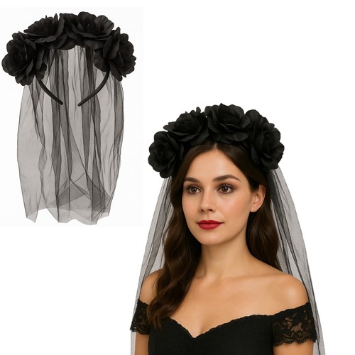 Gothic bride veil headband - gothic,