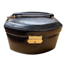 Dulwich Designs  Jewellery Box  Black Leather Bow Fronted No Key.  Travel Box...