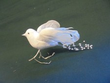 Vintage Christmas Tree Ornament White Dove Feather Pearl Wired Decoration Bird