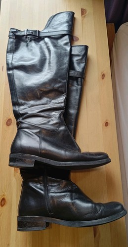 Duo black leather knee boots - duo,
