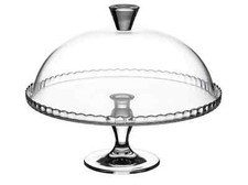 Large glass cake stand - large, lid