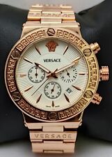 Luxury Versace Chronograph Men White Dial Stainless Steel Band Quartz Wristwatch