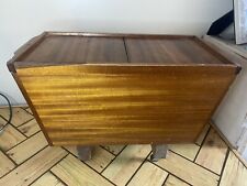 Large Vintage Wooden Mid Century Sewing Box On Wheels- Interior Design- Storage