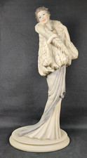 Vintage Figure by A. Belcari ~ Elegant Lady Wearing Fur Jacket ~ 1993 ~ Ht 29cm