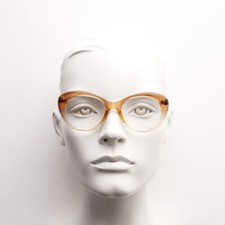 60s vintage round cat eye glasses. Transparent brown ombre cateye optical frames