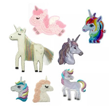 Habico Unicorn Head Rainbow Crochet Animal Iron-On Motif Patch Child Adult