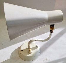 Vintage Retro Wall Lamp / Light Spotlight White metal with brass pivot joint