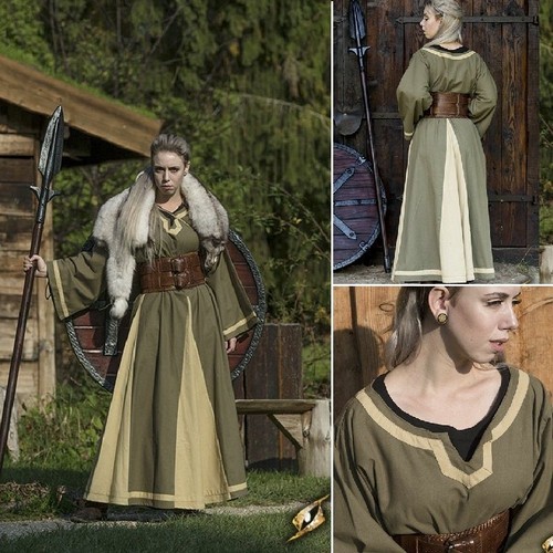 Medieval green beige astrid - green/beige,
