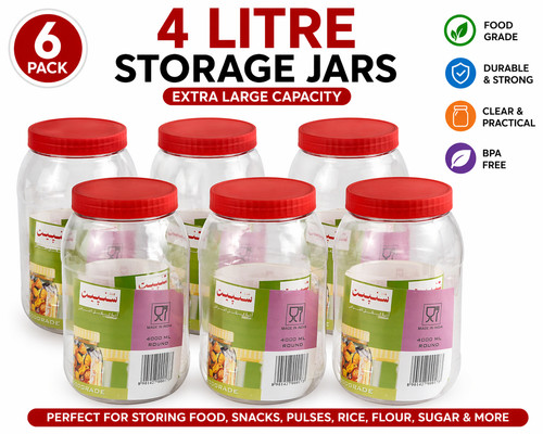 Plastic round jars - round, 4