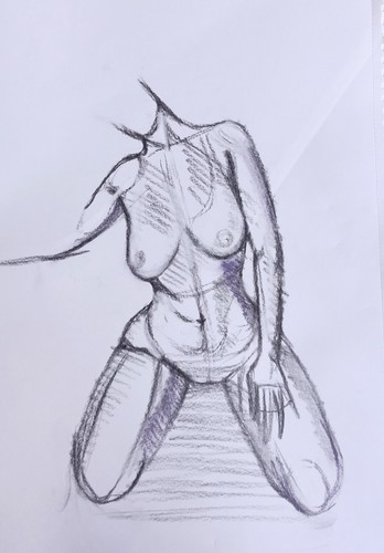 Nude female charcoal figure - female,