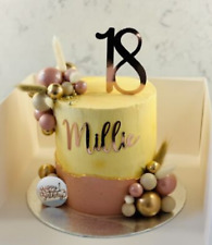 Cake Topper Personalised Charm Decoration Name and Number Glitter Mirror Card