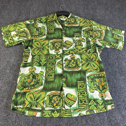 Vtg 1960s tiki hawaiian shirt - tiki,